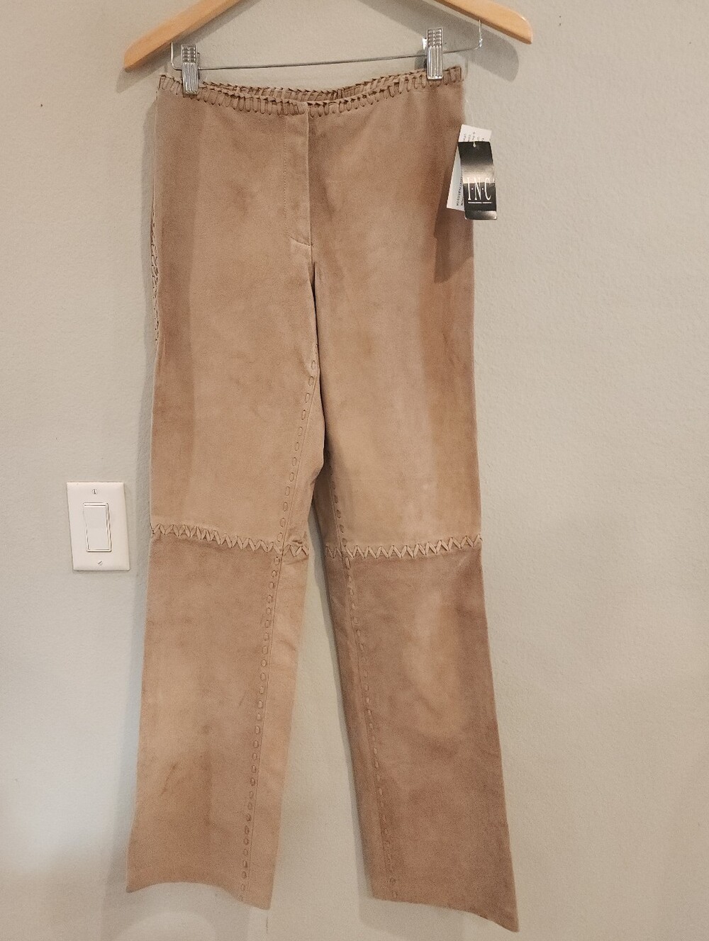 NWT Genuine Suede Leather Pants Tan Beige Women's Size 4 INC Macy's
